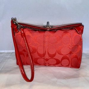 COACH Signature Red C Turn Lock Wristlet